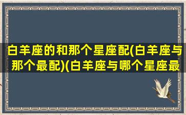 白羊座的和那个星座配(白羊座与那个最配)(白羊座与哪个星座最般配)
