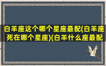 白羊座这个哪个星座最配(白羊座死在哪个星座)(白羊什么座最配对)