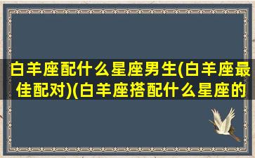 白羊座配什么星座男生(白羊座最佳配对)(白羊座搭配什么星座的男生)