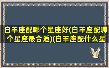 白羊座配哪个星座好(白羊座配哪个星座最合适)(白羊座配什么星座的人)