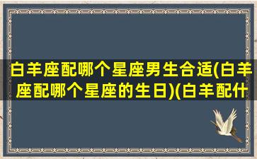 白羊座配哪个星座男生合适(白羊座配哪个星座的生日)(白羊配什么星座的男生)