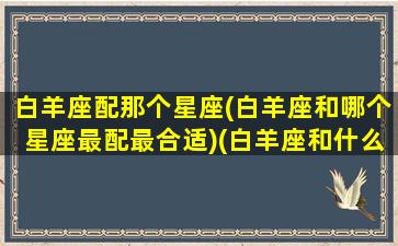 白羊座配那个星座(白羊座和哪个星座最配最合适)(白羊座和什么星座的人最配)