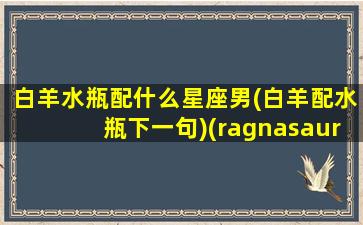 白羊水瓶配什么星座男(白羊配水瓶下一句)(ragnasaur)