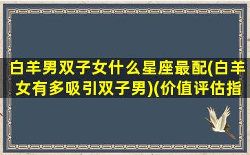 白羊男双子女什么星座最配(白羊女有多吸引双子男)(价值评估指标体系)