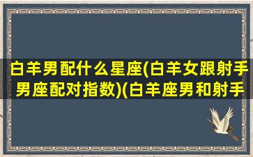 白羊男配什么星座(白羊女跟射手男座配对指数)(白羊座男和射手座女的配对指数)