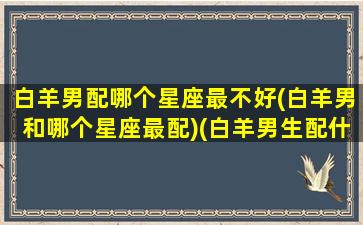 白羊男配哪个星座最不好(白羊男和哪个星座最配)(白羊男生配什么星座配对)