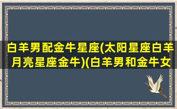 白羊男配金牛星座(太阳星座白羊月亮星座金牛)(白羊男和金牛女星座配对)