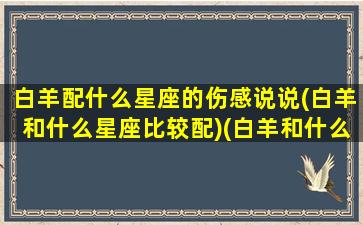 白羊配什么星座的伤感说说(白羊和什么星座比较配)(白羊和什么星座最配做夫妻)