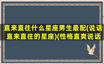 直来直往什么星座男生最配(说话直来直往的星座)(性格直爽说话直来直去的人)