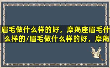 眉毛做什么样的好，摩羯座眉毛什么样的/眉毛做什么样的好，摩羯座眉毛什么样的-我的网站