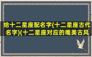 给十二星座配名字(十二星座古代名字)(十二星座对应的唯美古风名字)