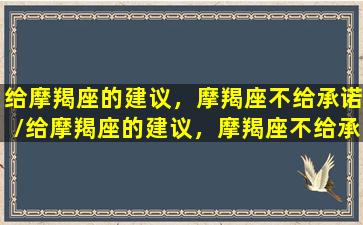 给摩羯座的建议，摩羯座不给承诺/给摩羯座的建议，摩羯座不给承诺-我的网站