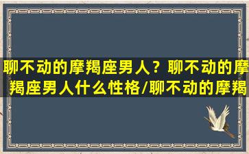 聊不动的摩羯座男人？聊不动的摩羯座男人什么性格/聊不动的摩羯座男人？聊不动的摩羯座男人什么性格-我的网站