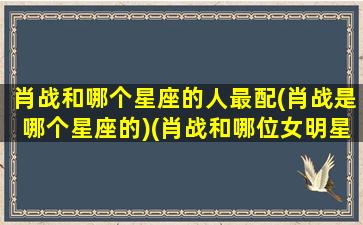 肖战和哪个星座的人最配(肖战是哪个星座的)(肖战和哪位女明星最配)