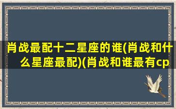 肖战最配十二星座的谁(肖战和什么星座最配)(肖战和谁最有cp感)