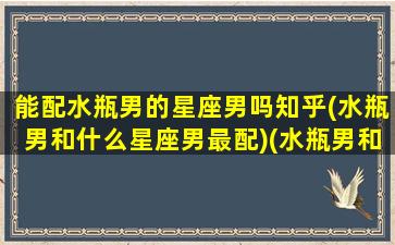 能配水瓶男的星座男吗知乎(水瓶男和什么星座男最配)(水瓶男和什么星座最配对指数)