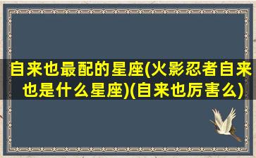 自来也最配的星座(火影忍者自来也是什么星座)(自来也厉害么)