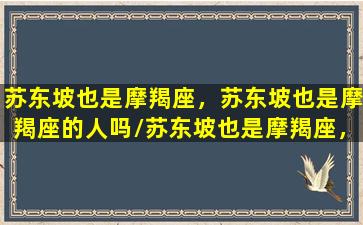 苏东坡也是摩羯座，苏东坡也是摩羯座的人吗/苏东坡也是摩羯座，苏东坡也是摩羯座的人吗-我的网站