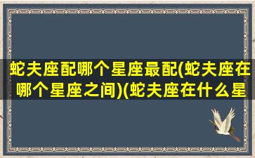 蛇夫座配哪个星座最配(蛇夫座在哪个星座之间)(蛇夫座在什么星座和什么星座之间)