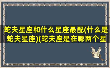 蛇夫星座和什么星座最配(什么是蛇夫星座)(蛇夫座是在哪两个星座之间)