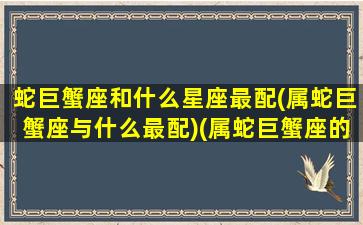 蛇巨蟹座和什么星座最配(属蛇巨蟹座与什么最配)(属蛇巨蟹座的明星有哪些)