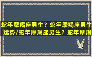 蛇年摩羯座男生？蛇年摩羯座男生运势/蛇年摩羯座男生？蛇年摩羯座男生运势-我的网站