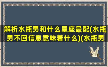 解析水瓶男和什么星座最配(水瓶男不回信息意味着什么)(水瓶男和什么星座最配对指数)