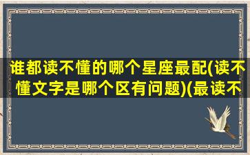 谁都读不懂的哪个星座最配(读不懂文字是哪个区有问题)(最读不懂自己内心的星座)