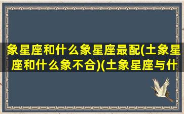 象星座和什么象星座最配(土象星座和什么象不合)(土象星座与什么不和)