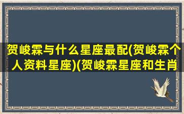 贺峻霖与什么星座最配(贺峻霖个人资料星座)(贺峻霖星座和生肖)