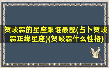 贺峻霖的星座跟谁最配(占卜贺峻霖正缘星座)(贺峻霖什么性格)