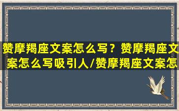 赞摩羯座文案怎么写？赞摩羯座文案怎么写吸引人/赞摩羯座文案怎么写？赞摩羯座文案怎么写吸引人-我的网站