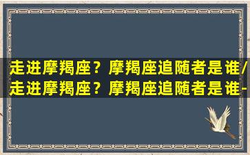 走进摩羯座？摩羯座追随者是谁/走进摩羯座？摩羯座追随者是谁-我的网站