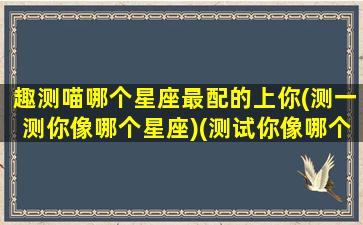 趣测喵哪个星座最配的上你(测一测你像哪个星座)(测试你像哪个星座)