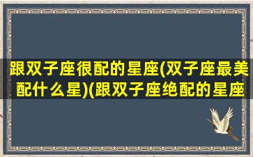 跟双子座很配的星座(双子座最美配什么星)(跟双子座绝配的星座)