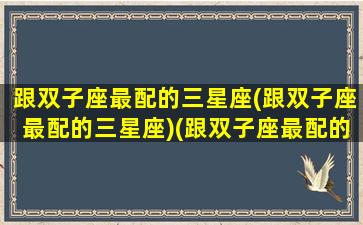 跟双子座最配的三星座(跟双子座最配的三星座)(跟双子座最配的星座配对)