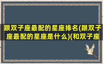 跟双子座最配的星座排名(跟双子座最配的星座是什么)(和双子座比较搭配的星座)