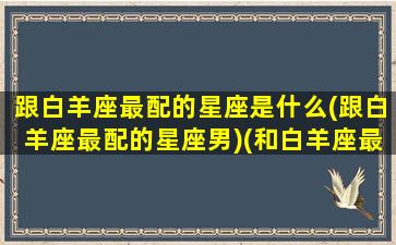 跟白羊座最配的星座是什么(跟白羊座最配的星座男)(和白羊座最匹配的星座是什么)