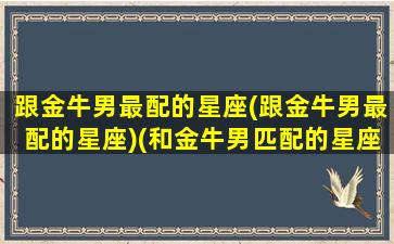 跟金牛男最配的星座(跟金牛男最配的星座)(和金牛男匹配的星座排行)
