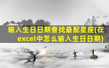 输入生日日期查找最配星座(在excel中怎么输入生日日期)