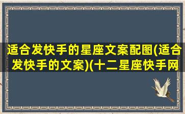 适合发快手的星座文案配图(适合发快手的文案)(十二星座快手网名)