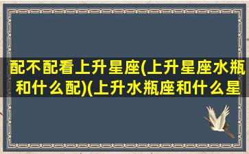 配不配看上升星座(上升星座水瓶和什么配)(上升水瓶座和什么星座最配)