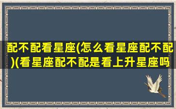 配不配看星座(怎么看星座配不配)(看星座配不配是看上升星座吗)