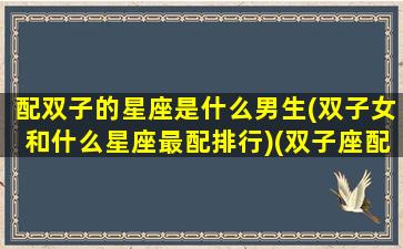 配双子的星座是什么男生(双子女和什么星座最配排行)(双子座配什么星座好)