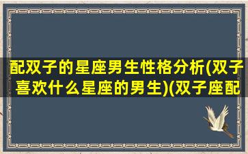 配双子的星座男生性格分析(双子喜欢什么星座的男生)(双子座配什么男人)