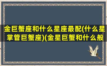 金巨蟹座和什么星座最配(什么星掌管巨蟹座)(金星巨蟹和什么般配)