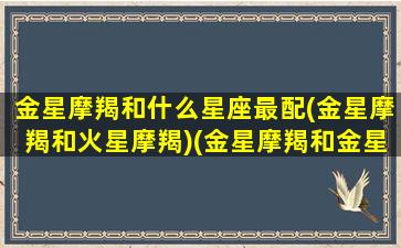 金星摩羯和什么星座最配(金星摩羯和火星摩羯)(金星摩羯和金星摩羯在一起)