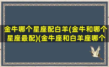 金牛哪个星座配白羊(金牛和哪个星座最配)(金牛座和白羊座哪个星座好)