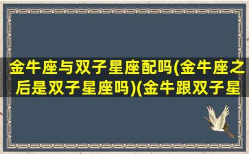 金牛座与双子星座配吗(金牛座之后是双子星座吗)(金牛跟双子星座合不合)