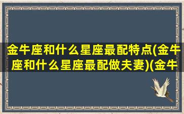 金牛座和什么星座最配特点(金牛座和什么星座最配做夫妻)(金牛座和什么星座很般配)